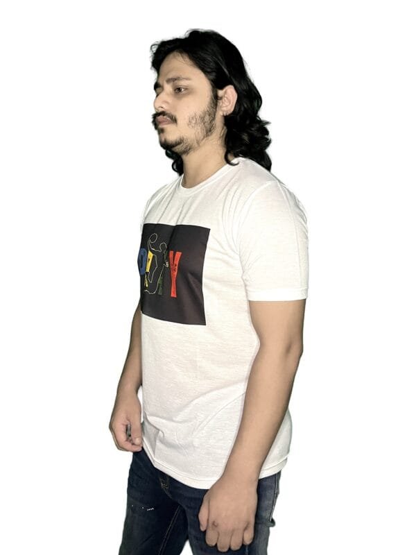 Zyren Men's Graphic Print T-Shirt - Play Design, White, Casual Fit - Image 7