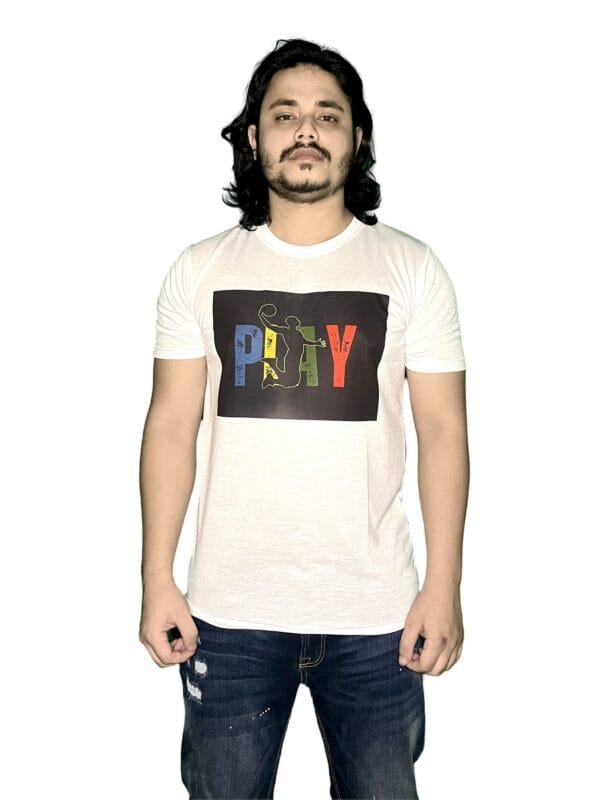 Zyren Men's Graphic Print T-Shirt - Play Design, White, Casual Fit - Image 3