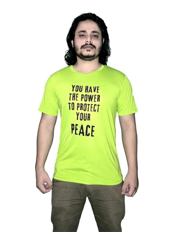 Zyren Bright Neon Tee with Motivational 'Protect Your Peace' Message
