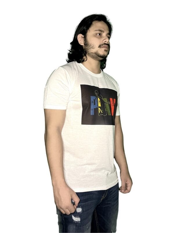 Zyren Men's Graphic Print T-Shirt - Play Design, White, Casual Fit - Image 5